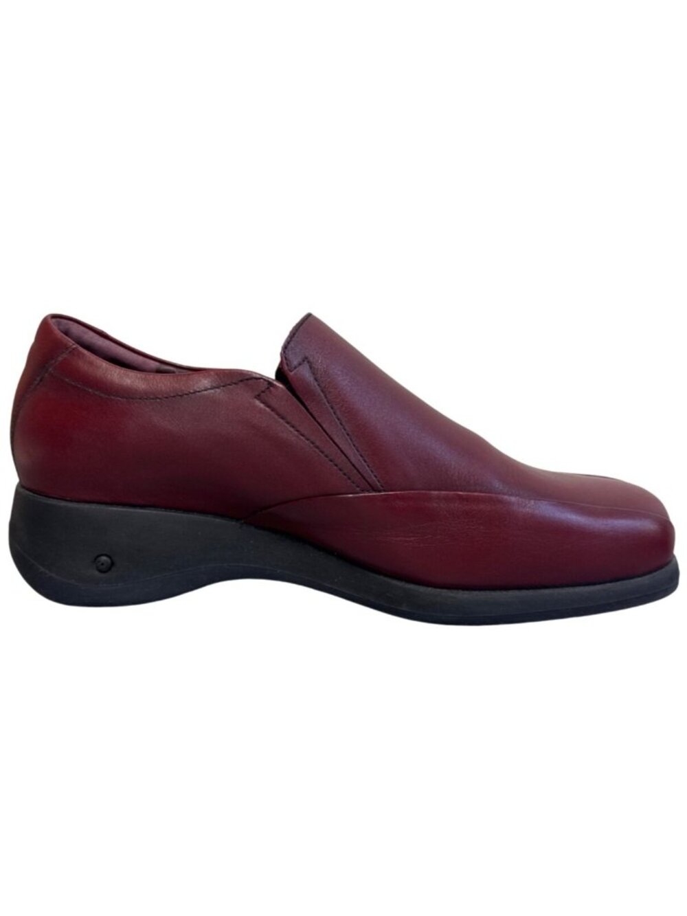 Mephisto Air-Techno Women's 9 Burgundy Leather Wedge Slip On Shoes Square Toe - Picture 2 of 13